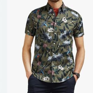 Ted Baker Green and Blue Casual Button Down Shirt